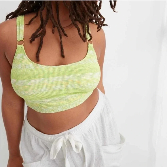 Aerie Seamless Ring Longline Bralette Size Extra Large In Vibrant Mint Green NWT - Picture 1 of 6
